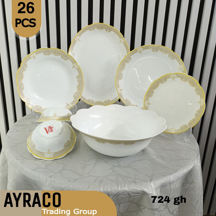 سرویس آکروپال 26 پارچه 724 قهوهای | سرویس غذاخوری شیک، کلاسیک و بادوام