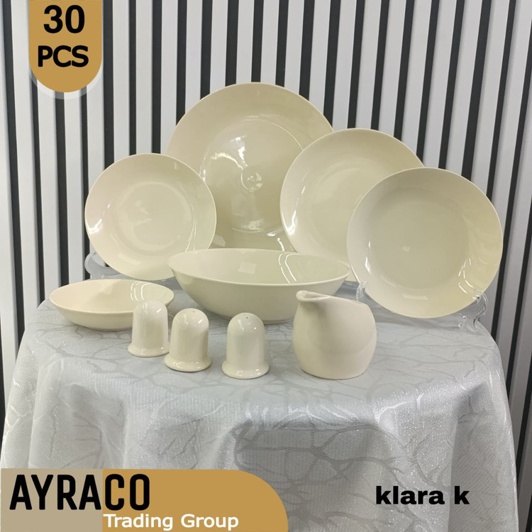 سرویس 30 پارچه استخوانی برند نور | سرویس غذاخوری شیک، ظریف و بادوام