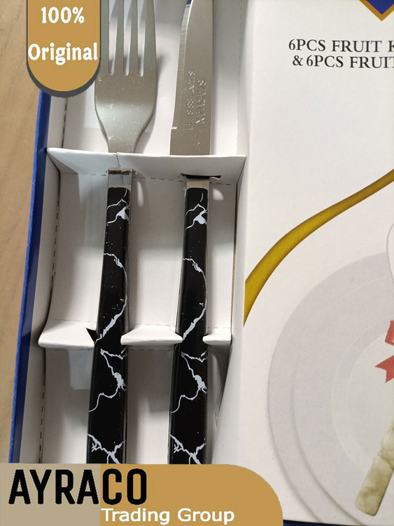 کارد و چنگال طرح ماربل رنگ مشکی کد 207