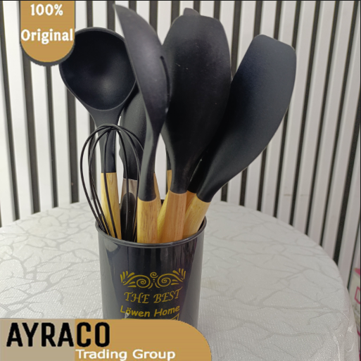 ست 12 پارچه کفگیر و ملاقه سیلیکونی مشکی