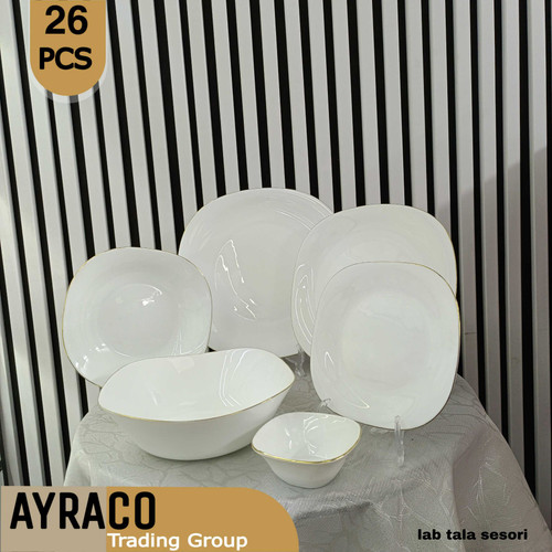 سرویس غذاخوری 26 پارچه مربع لب طلا برند سسوری