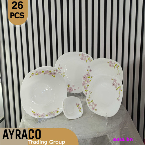 سرویس غذاخوری ۲۶ پارچه طرح اِما بنفش قالب مربع برند دینو