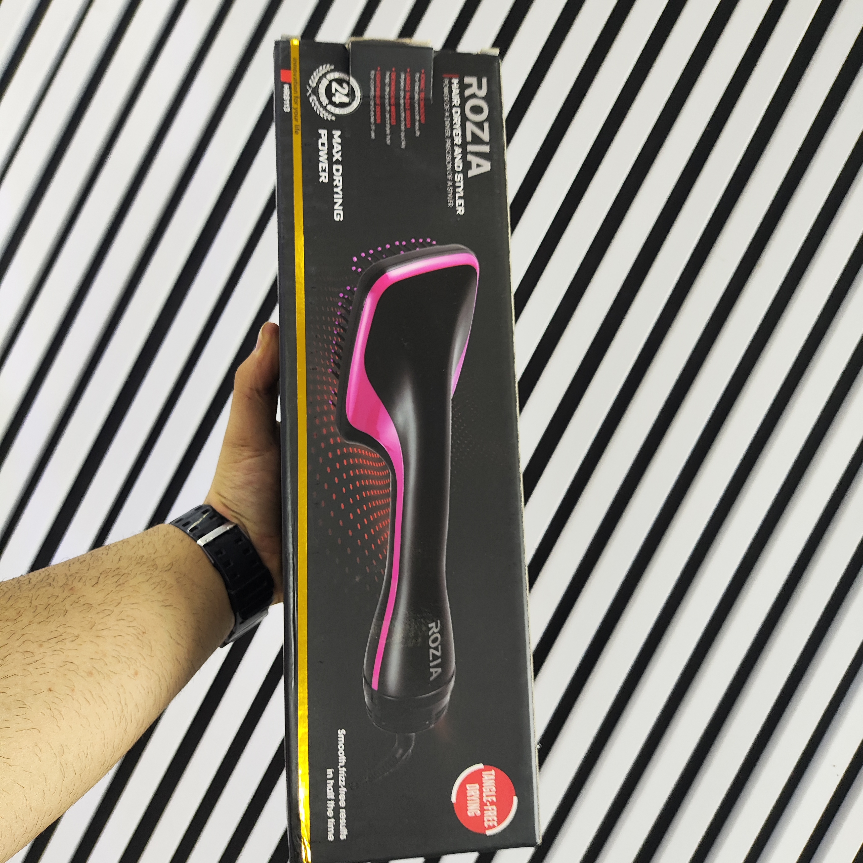 برس برقی و سشوار روزیا مدل 8113 با قابلیت خشک‌کننده ضد گره (Tangle-Free)